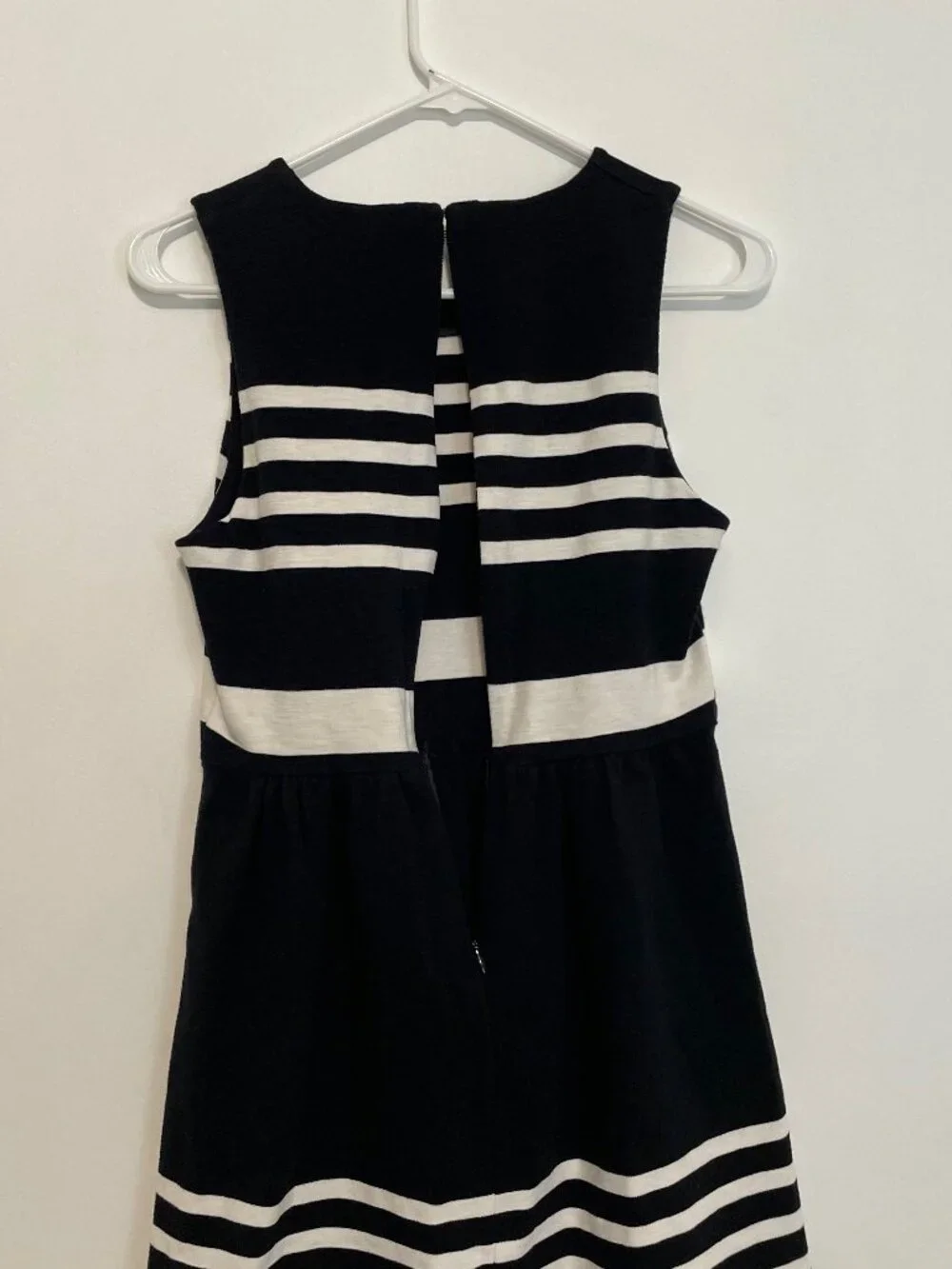 J. CREW Factory Striped Daybreak Dress Black White Sleeveless Mini Fit & Flare